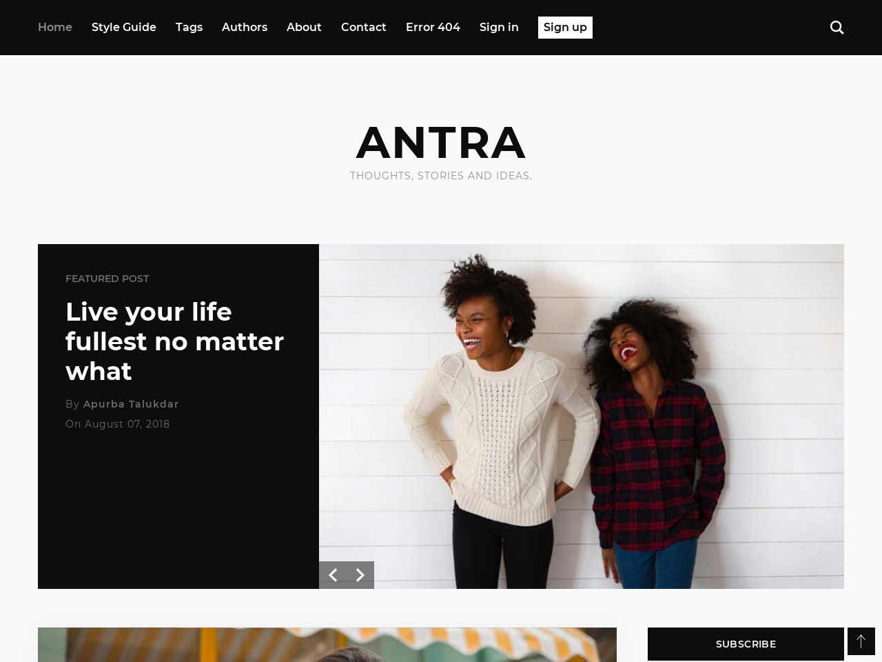 Antra - Minimal Content Focused Ghost Blog Theme