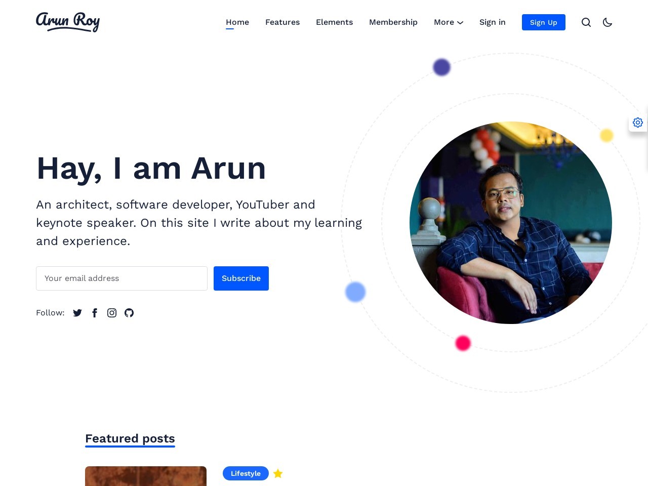 Arun - Personal Blog And Newsletter Ghost Theme