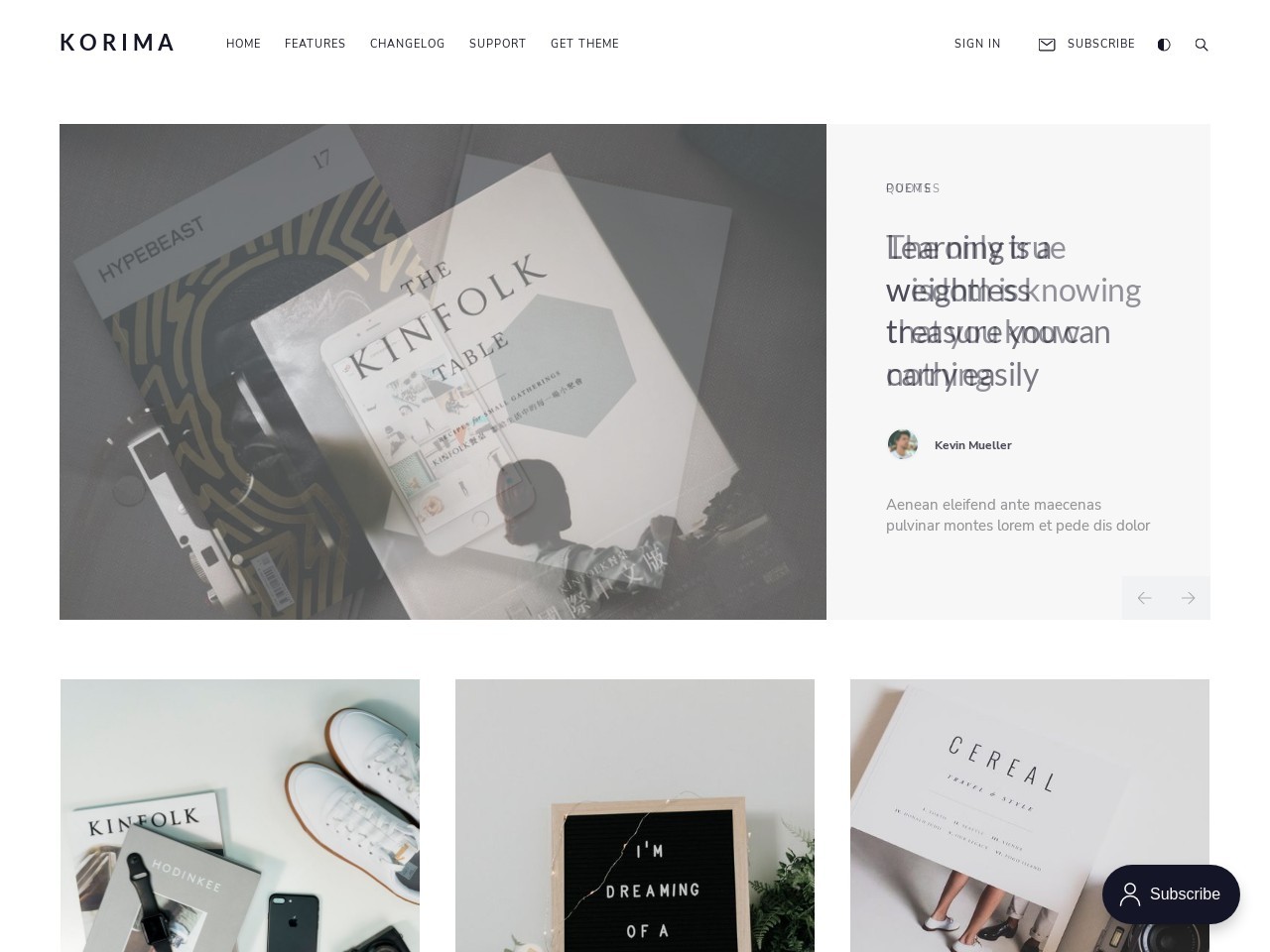 Korima - Multipurpose Ghost Blog Theme