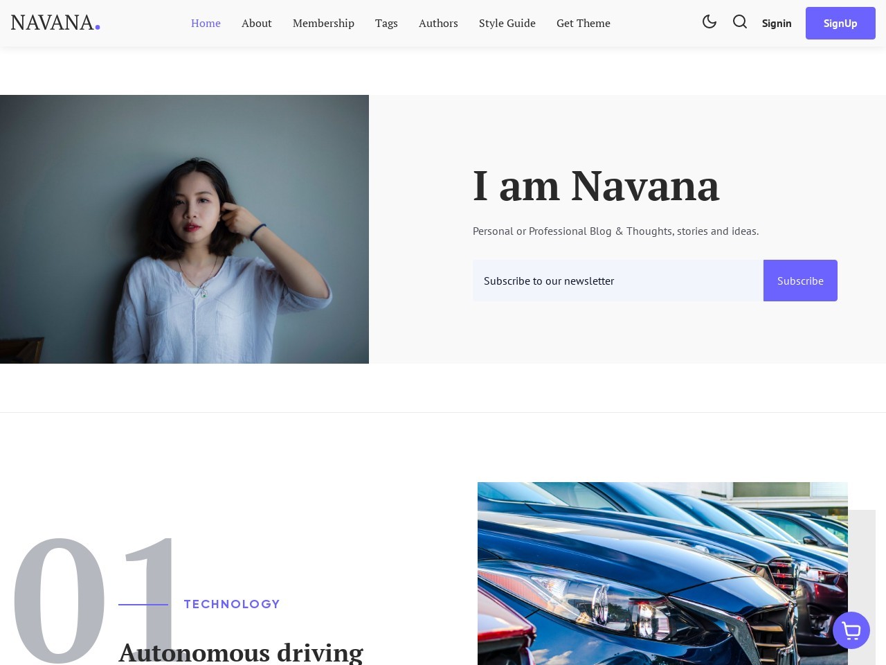 Navana - Personal and Professional Membership Ghost Blog Theme