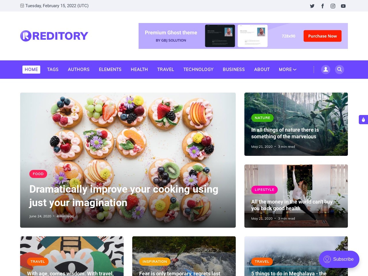 Reditory - News and Magazine Style Ghost Blog Theme